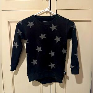 Nununu Black Star Sweatshirt. Size 6-7.